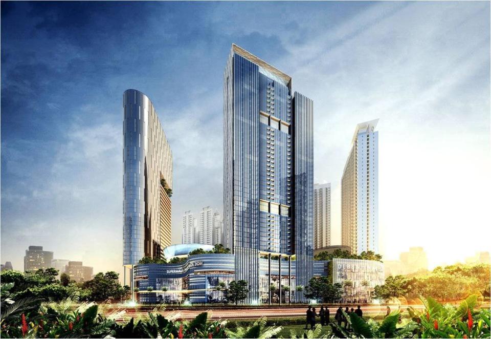 泗水帕库万商场唐林大厦公寓的 ⁇ 染一个高楼城市