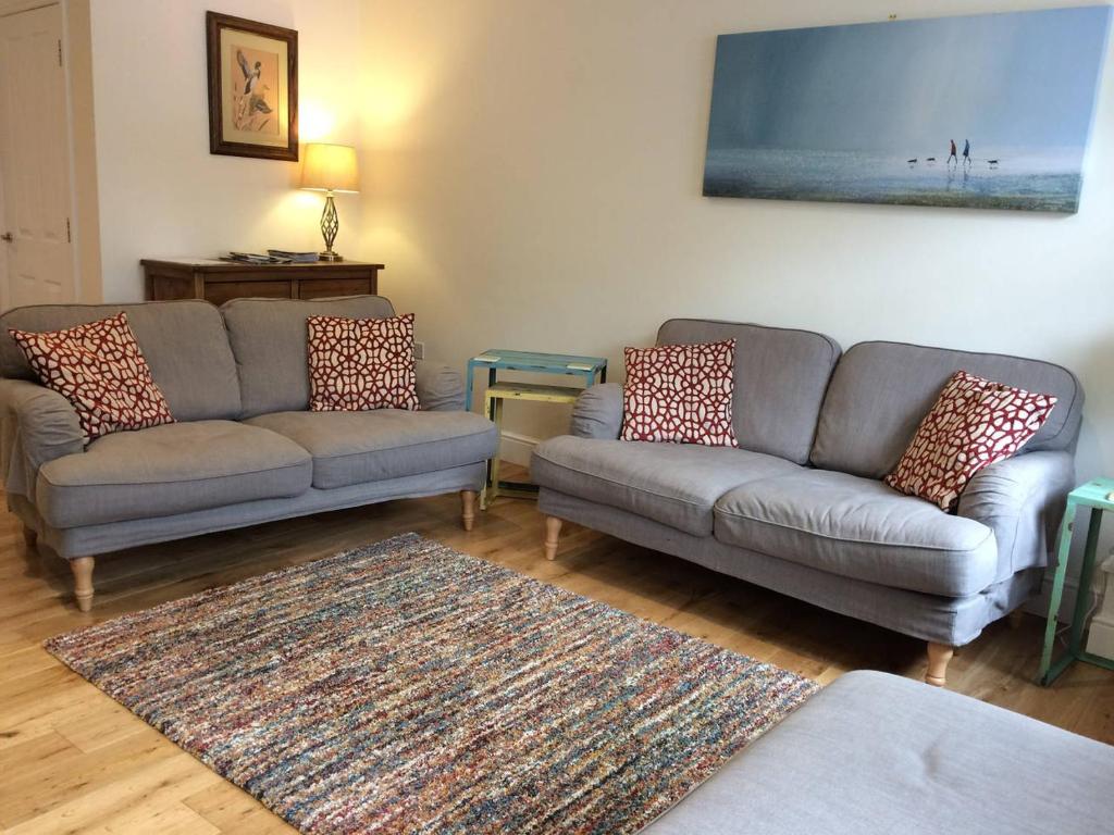 布罗肯赫斯特Brockenhurst Apartments的客厅配有两张沙发和地毯。