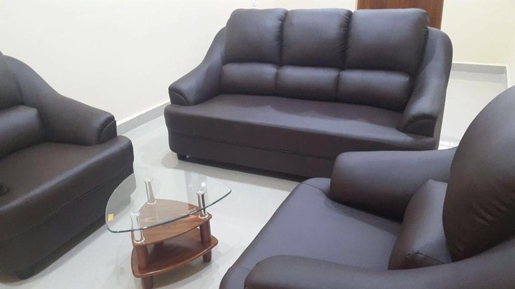 钦奈Avvairam Service Apartment - C9的客厅配有两把椅子和一张沙发