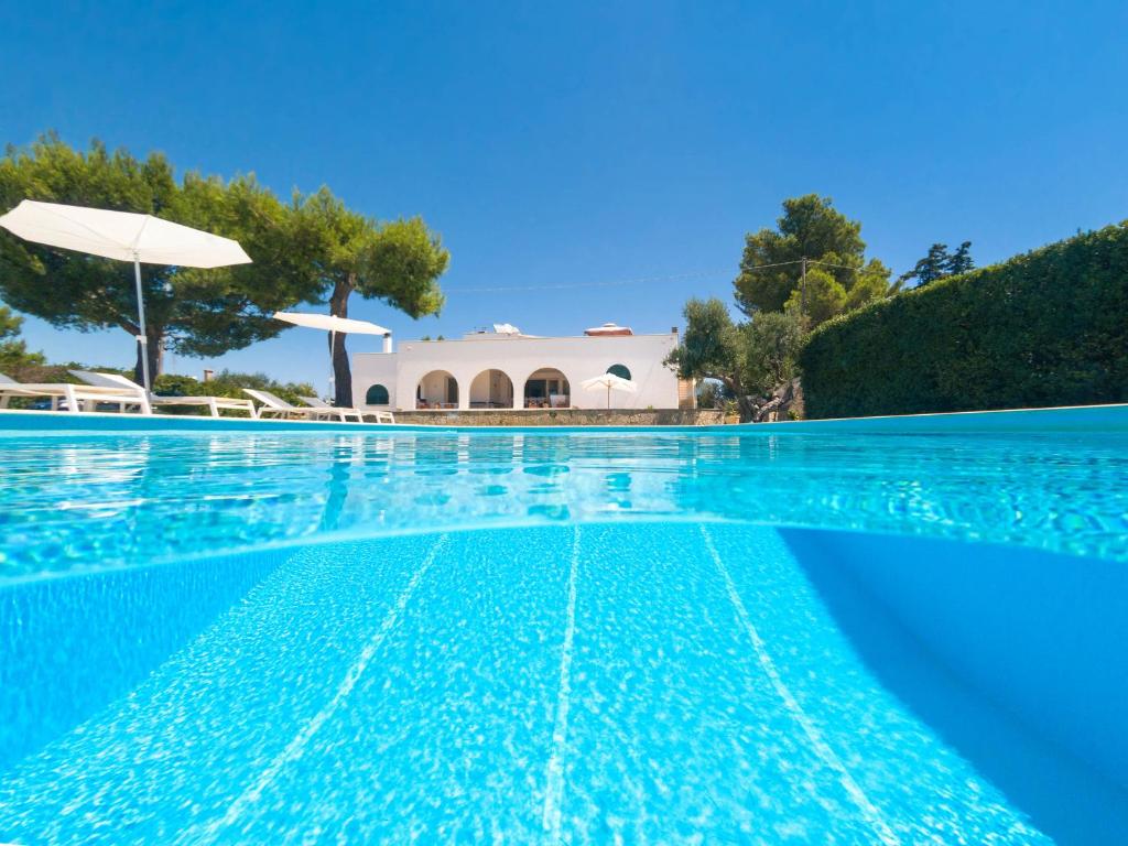 莱乌卡Villa Maria Clara by Perle di Puglia的一座带别墅的游泳池