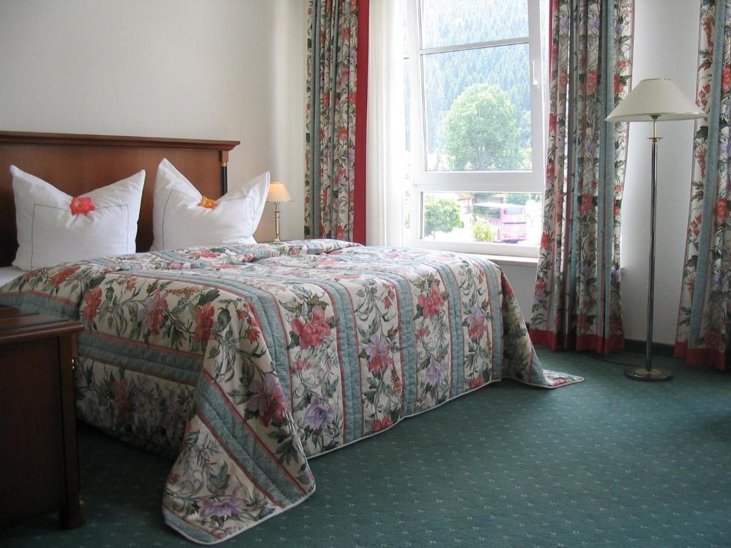 圣布拉辛佳尔尼艾希酒店的一间卧室设有一张床和一个窗口