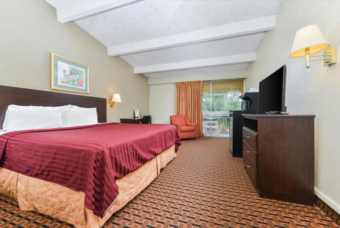 萨拉索塔萨拉索塔美国最有价值旅馆的配有一张床和一台平面电视的酒店客房