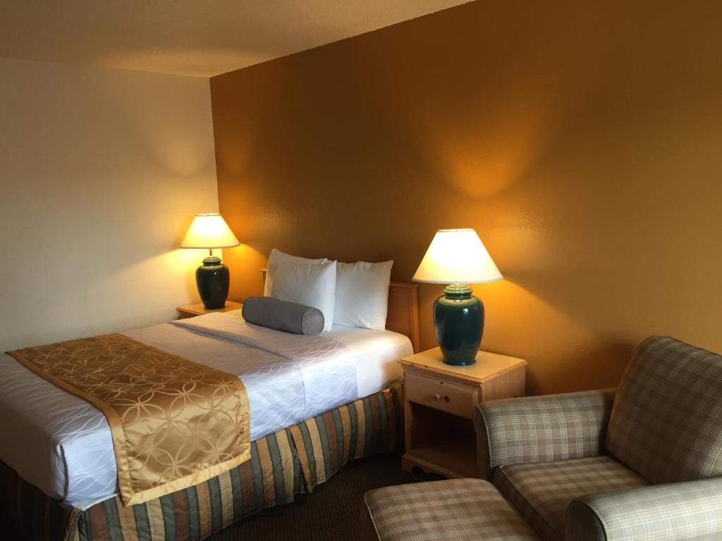 梅德福蒂基旅馆的配有一张床和一把椅子的酒店客房