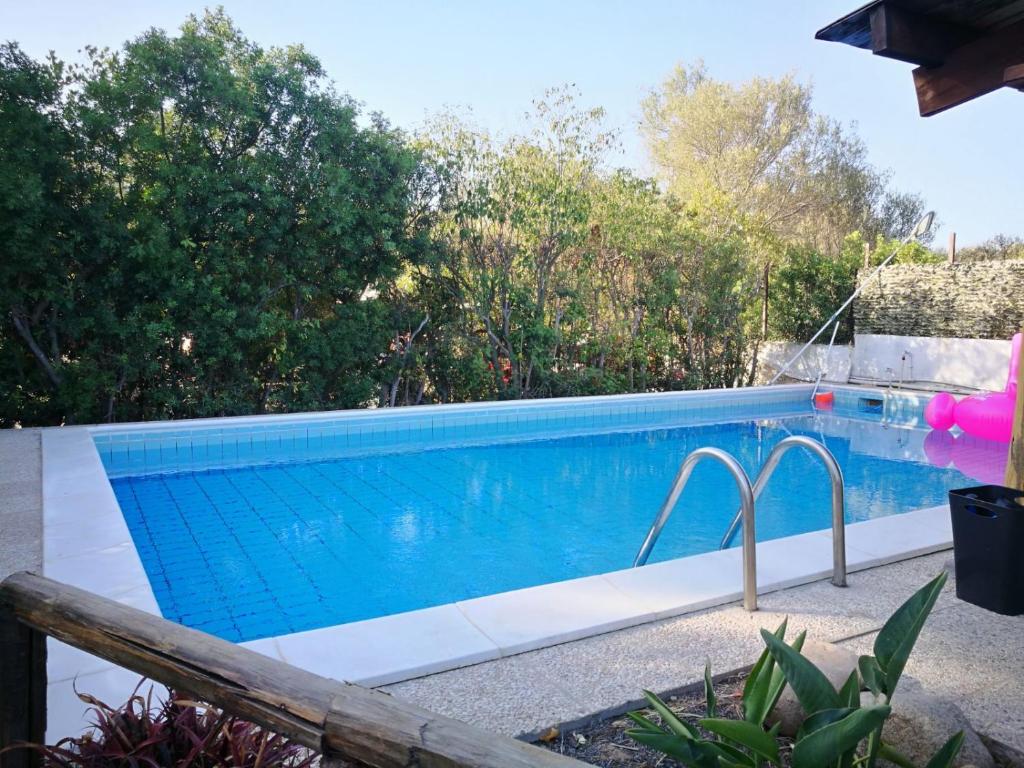 卡利亚里Tiny House的一座位于后院的蓝色游泳池