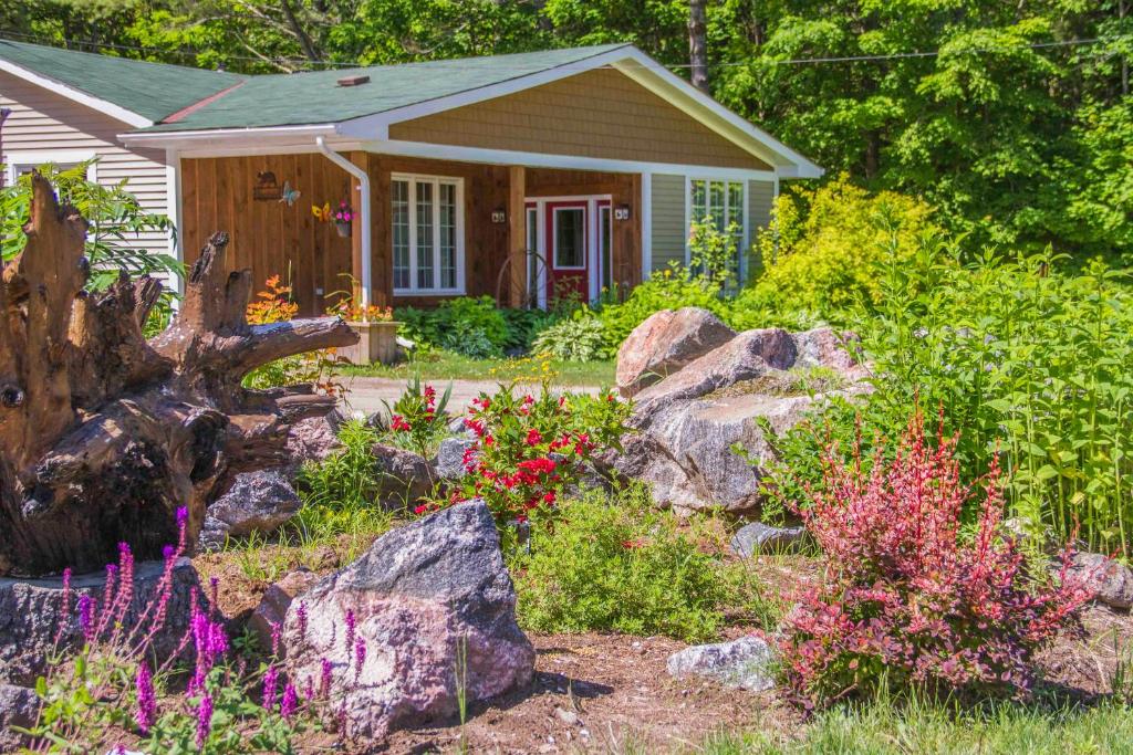 格雷文赫斯特Bear & Butterfly Bed and Breakfast的一座小房子,花园内种满了花石