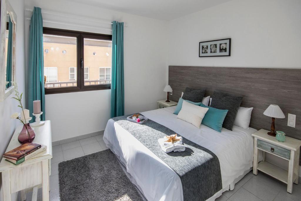 阿雷西费Apartamento Almirante VV的一间卧室设有一张大床和一个窗户。