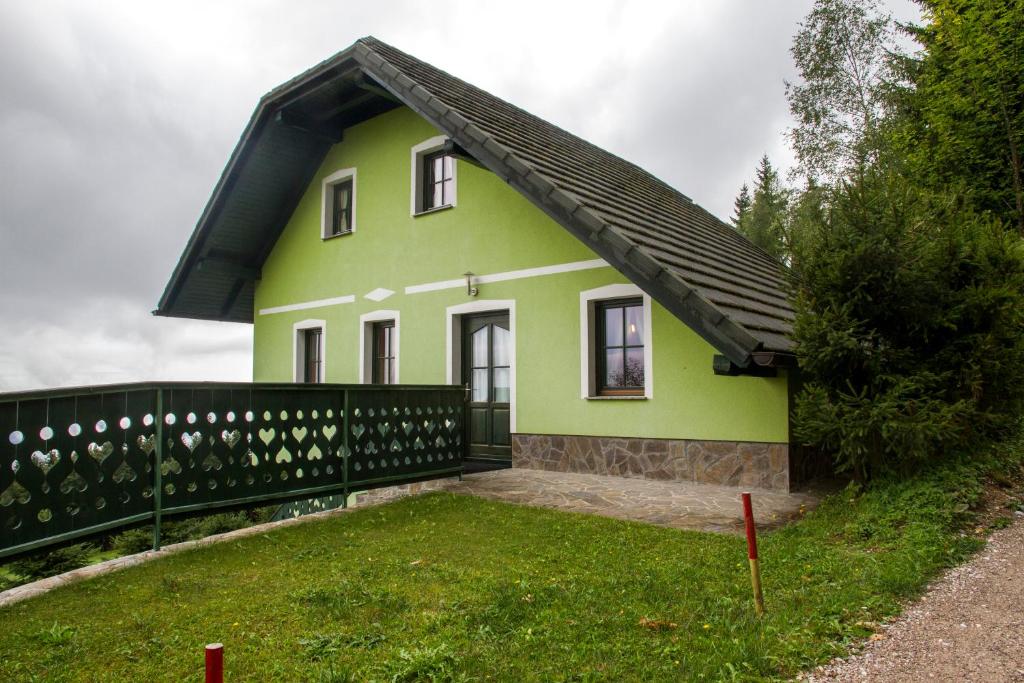 VitanjeApartment Sara的黑色屋顶的绿色房子