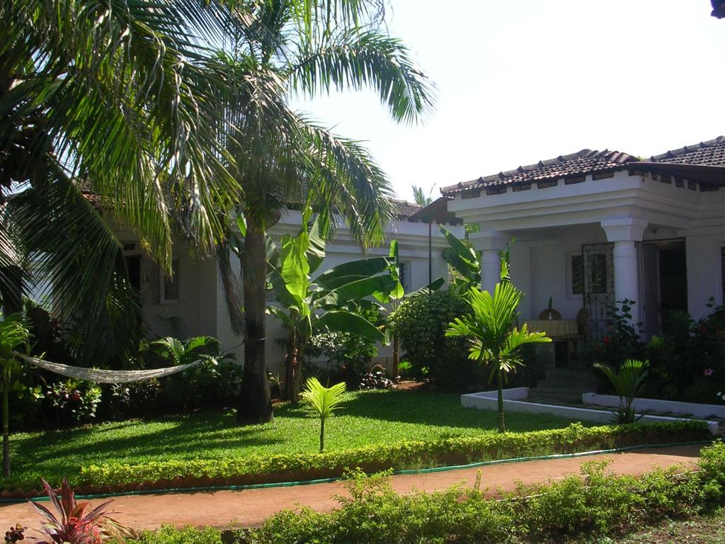 卡乌罗西姆Villa Marigold的棕榈树和院子的白色房子