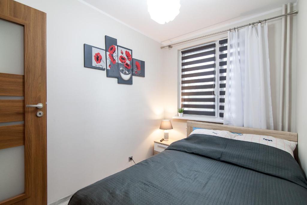 比亚韦斯托克Żabia Flat的一间卧室设有一张床和一个窗口