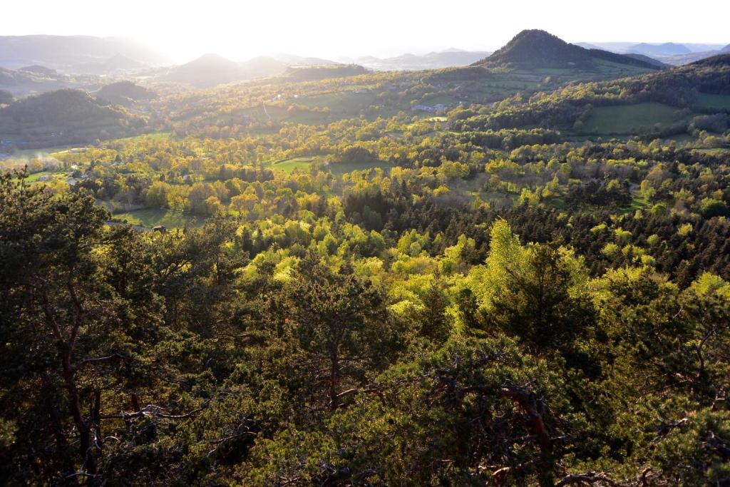 Saint-HostienAux Pays Des Sucs的享有树木和山脉的山谷美景