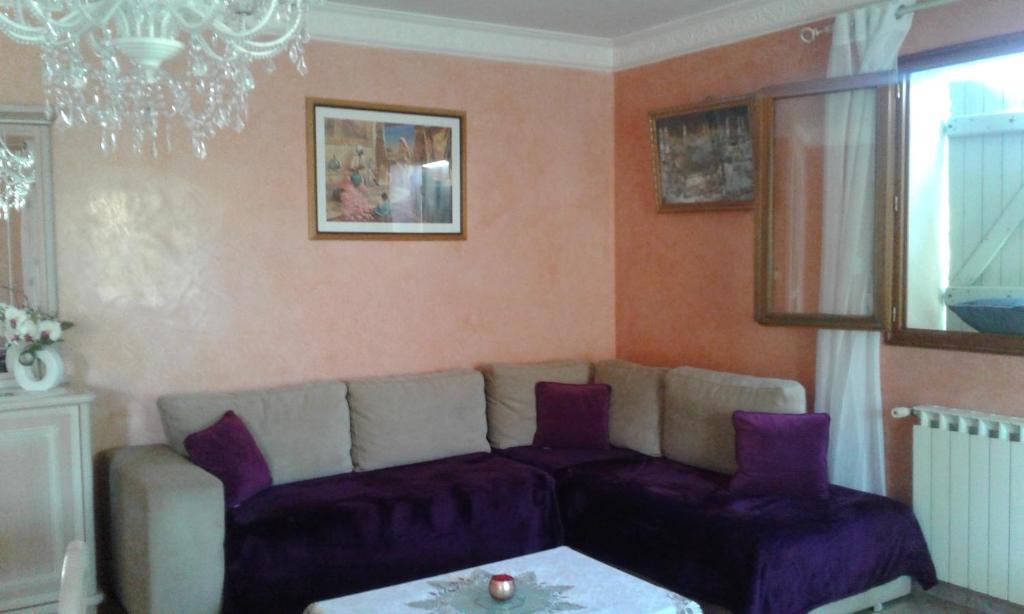 滨海拉塞讷Villa seynoise的客厅配有沙发和桌子
