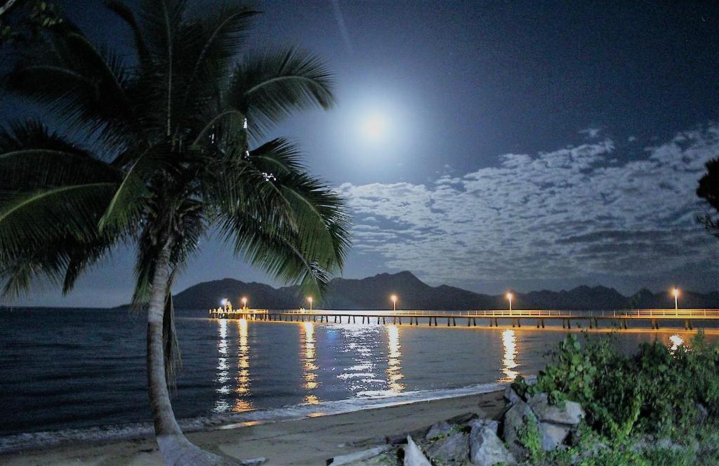 卡德韦尔克卡巴拉假日公园酒店的夜月亮海滩上的棕榈树