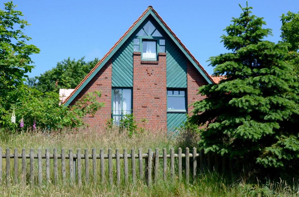 斯匹科罗格FH Austernfischer I/Nr. 1的前面有栅栏的绿色房子