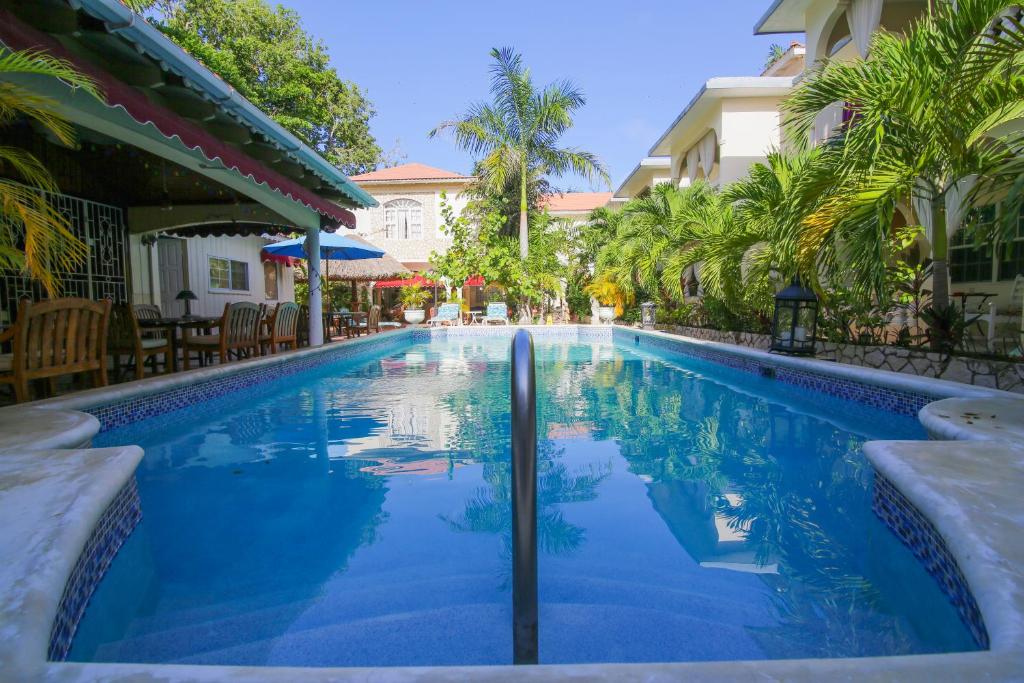 尼格瑞尔丽阳酒店的棕榈树度假村内的游泳池