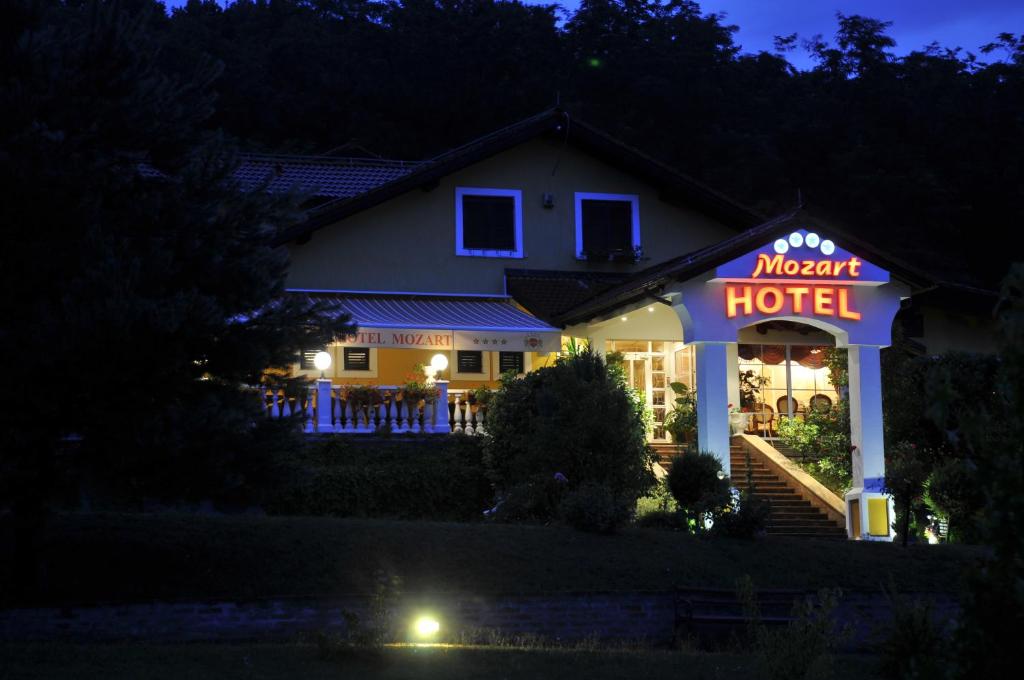 Špišić-Bukovica莫扎特酒店的夜晚现代酒店的景色