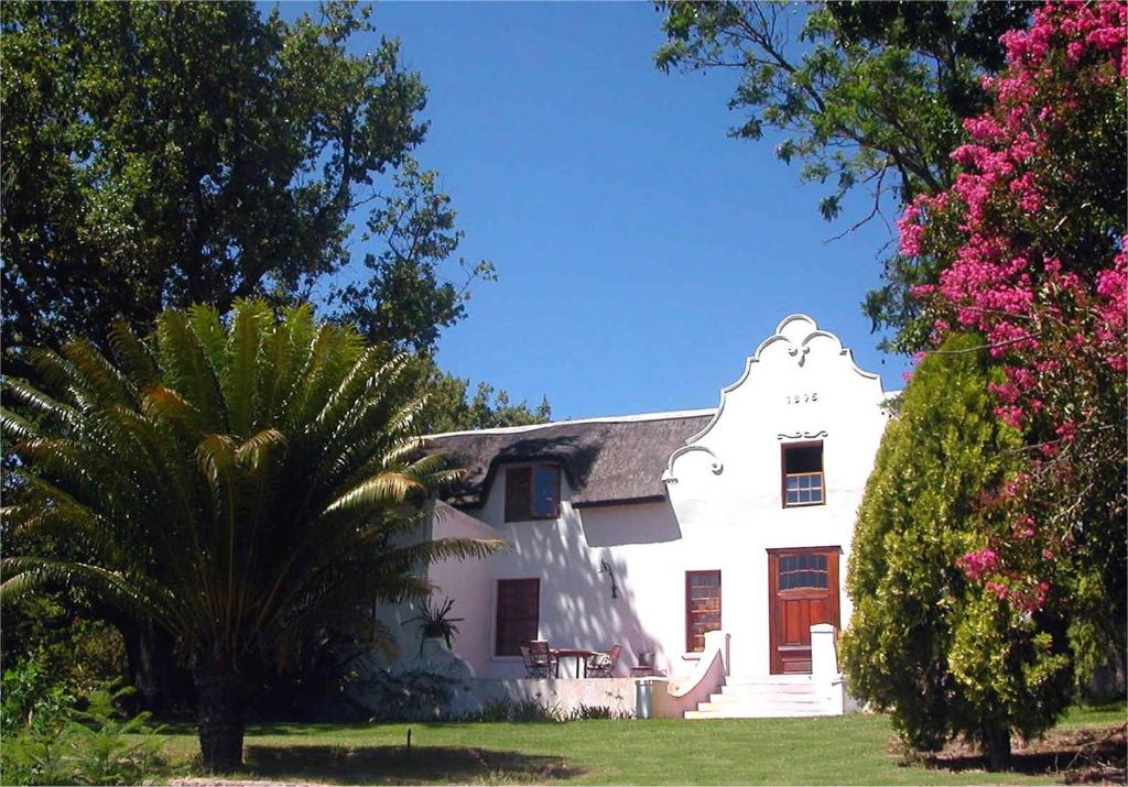 惠灵顿欧德惠灵顿村酒店的前面有棕榈树的白色房子