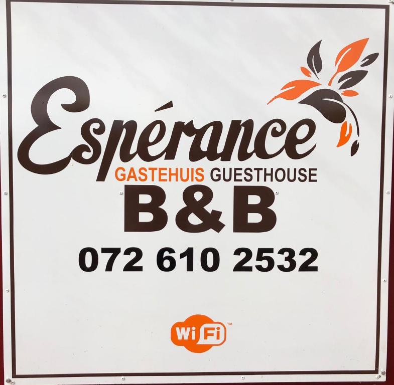 乌平通Esperance Guesthouse的加塞罗尔餐厅用词保证问题单b的标志