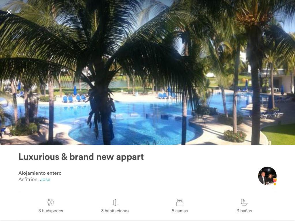 阿卡普尔科Departamento de Lujo的棕榈树游泳池的照片