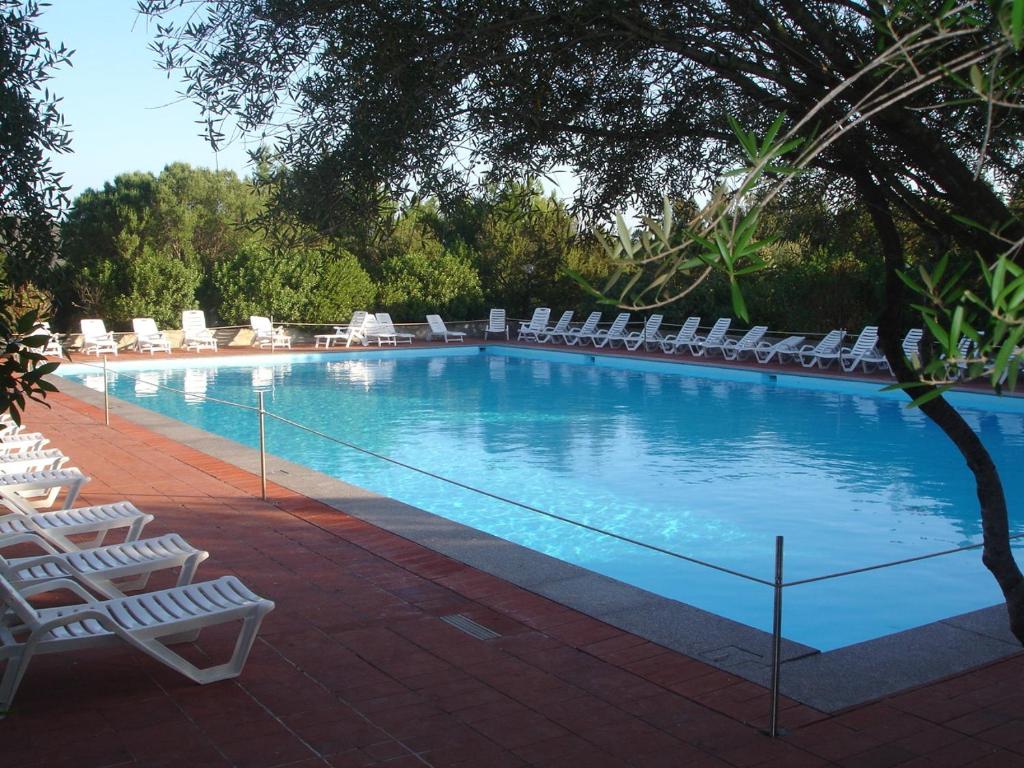 罗通多港Sa Jaga Brujada Residence - Simar Vacanze的一个带躺椅的大型游泳池