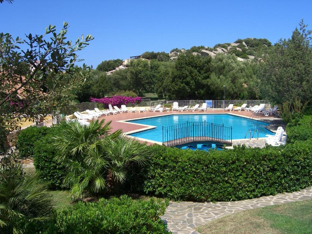 罗通多港Rotondo Residence - Simar Vacanze的一个带椅子和树木的大型游泳池