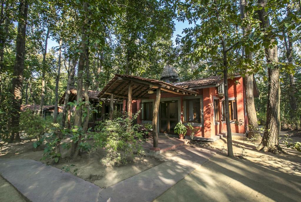 DhanwārKanha Jungle Lodge的森林中的房子