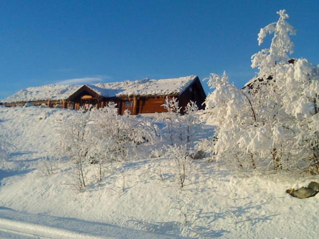 耶卢哈柯西斯托勒山林小屋的房子前面的雪覆盖的房子