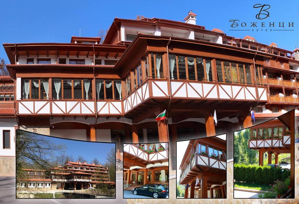 Chernevtsi博曾提酒店的带阳台的大型木质建筑