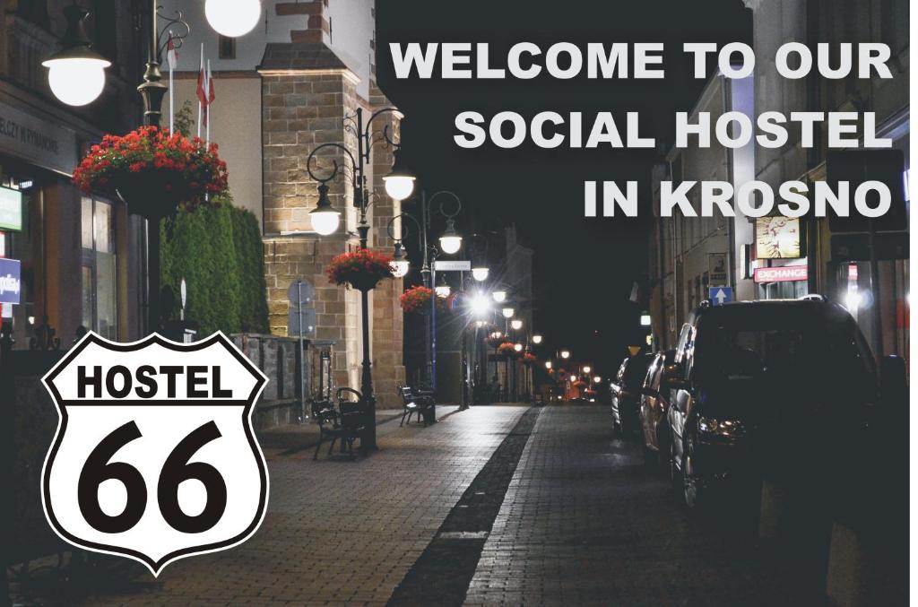 克罗斯诺Hostel 66的一种标志,表示欢迎入住krakolis的社交旅馆