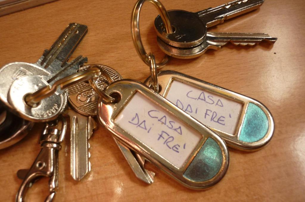 博曾安古Casa Dai Fre' CIPAT ZERO22018-AT-ZERO53006的钥匙链上带有标签的一束钥匙