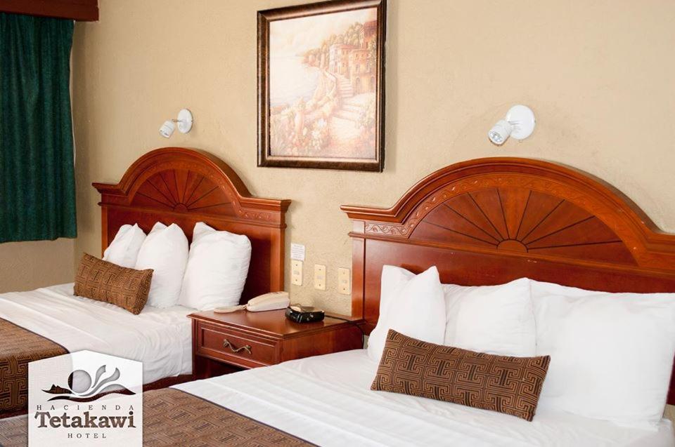 圣卡洛斯特塔卡维庄园酒店的酒店的客房 - 带2张带白色枕头的床