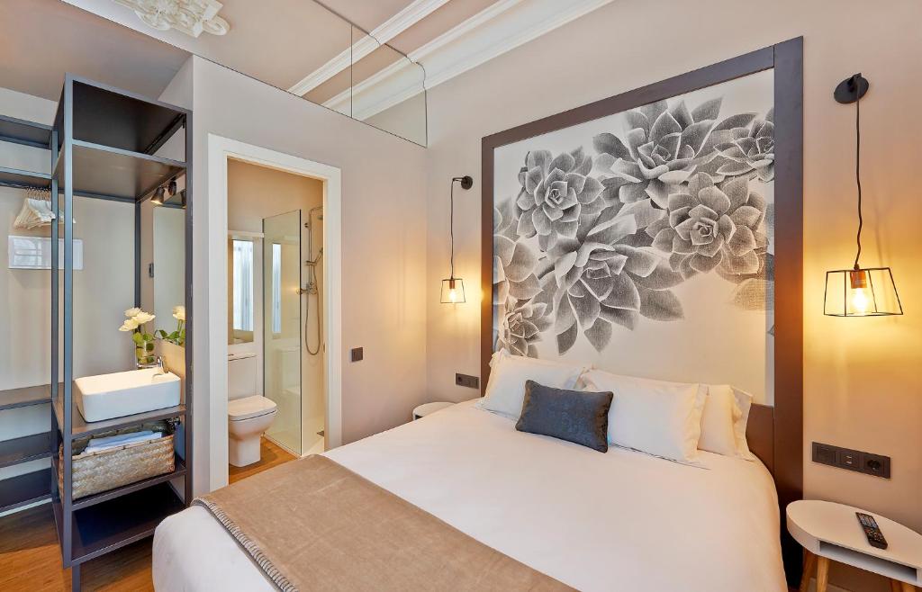 巴塞罗那中心旅馆客房内的一张或多张床位