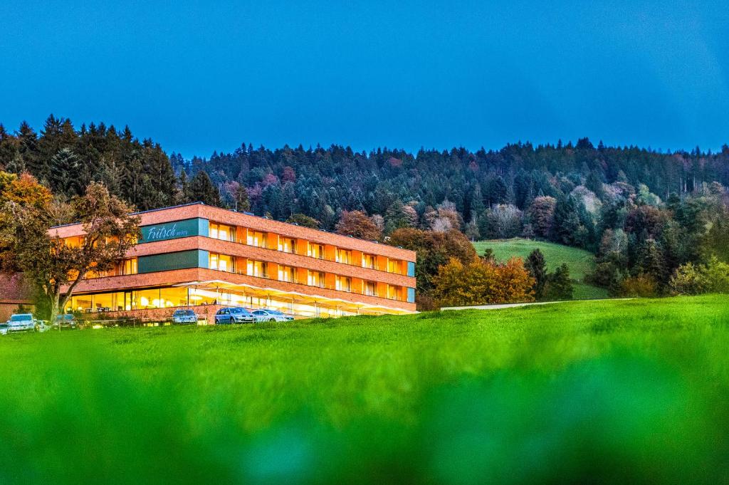 洛豪弗里奇山上酒店 - 仅限成人入住 的一座位于山丘上的绿色田野建筑