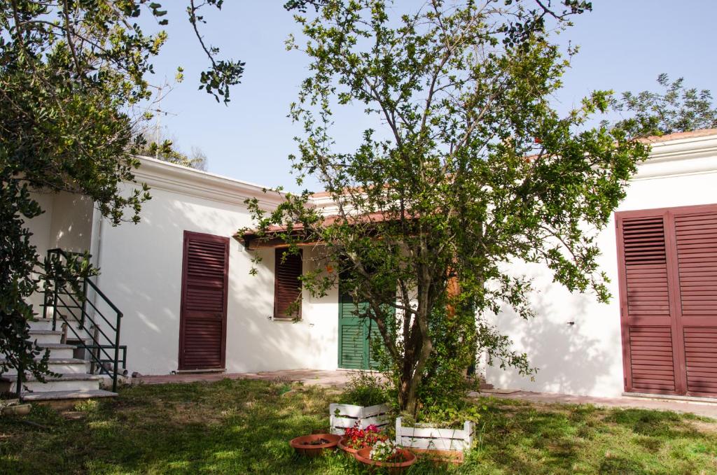 巴里萨尔多Residence Cort'e Accas的院子里有树的白色房子