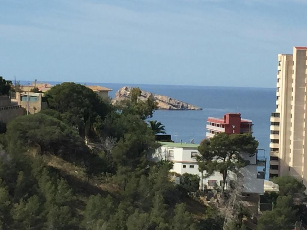 贝尼多姆Apartamento con fantásticas vistas al mar的城市的海景