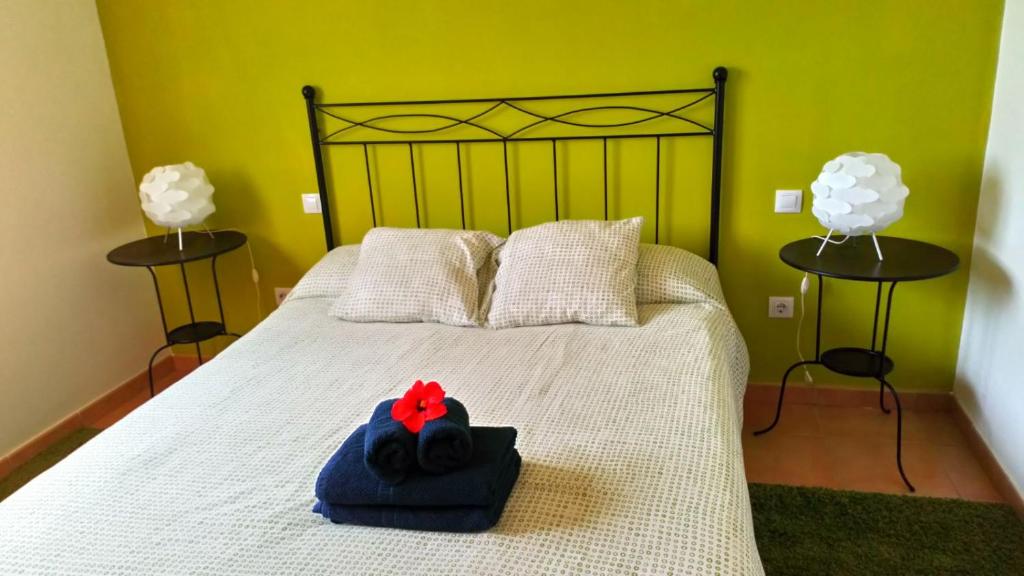 奥尔索拉Rincón del descanso的一间卧室配有一张床,上面有两条毛巾
