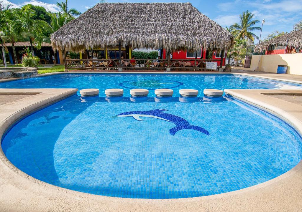 普拉亚弗拉明戈瓜纳卡斯特小屋酒店的海水中海豚游泳池