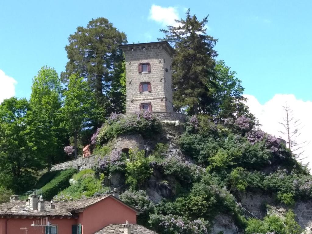 菲乌马尔博Torre Riva Dimora storica的一座花朵满山的房屋
