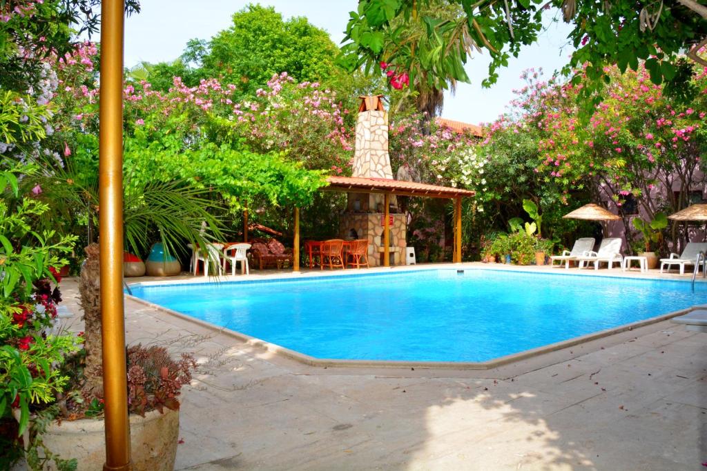 达利安Villa Poseidon的花园内的游泳池,带凉亭