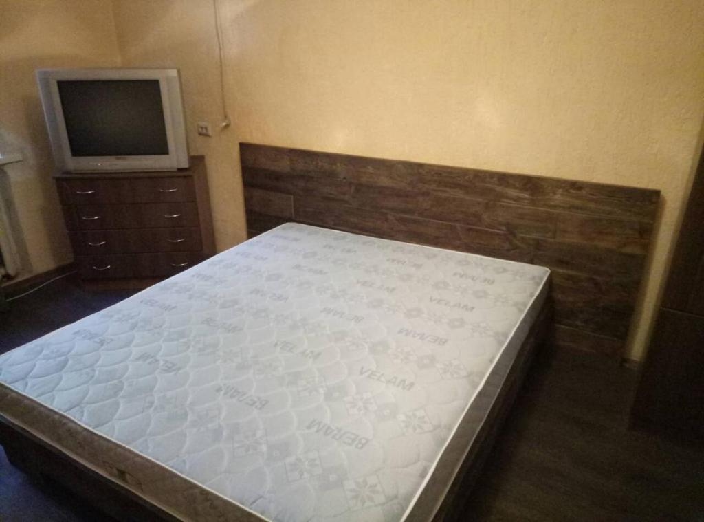 尼古拉耶夫Letto UTZ的一间卧室配有一张床,梳妆台上配有电视