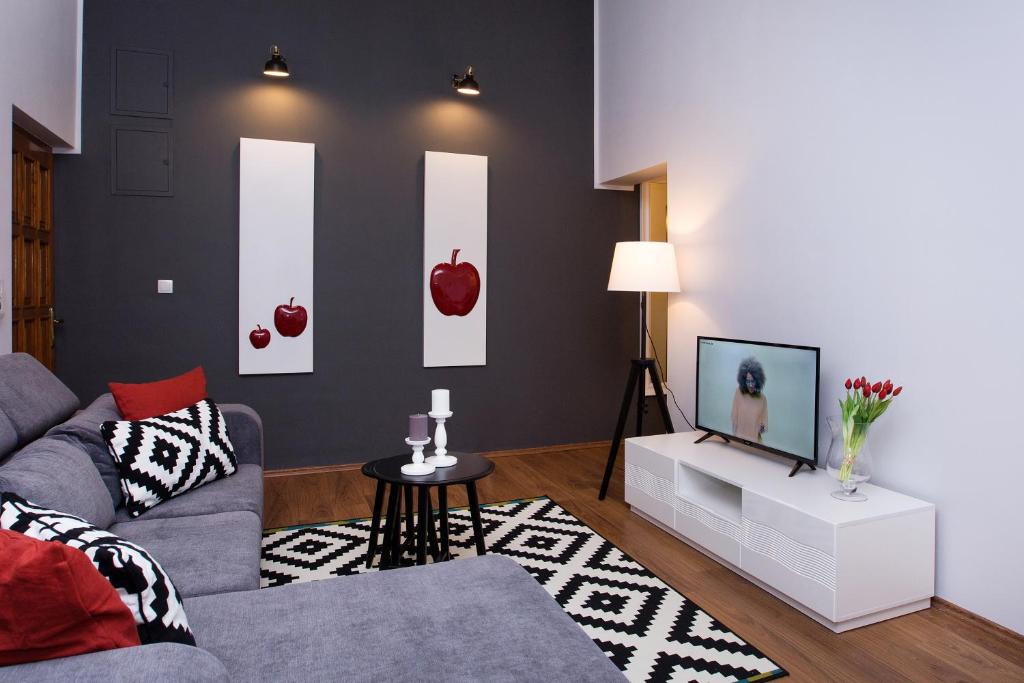 斯普利特Apartment Toni Relax的带沙发和电视的客厅