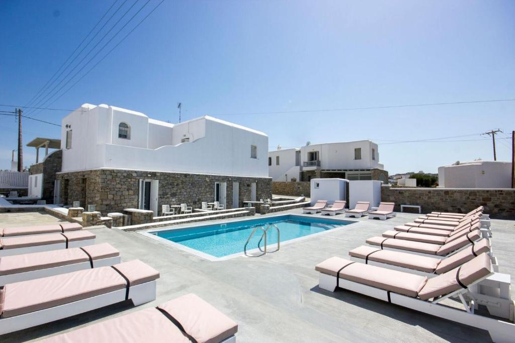 奥诺斯Anixi - Primavera Mykonos的别墅 - 带游泳池和躺椅
