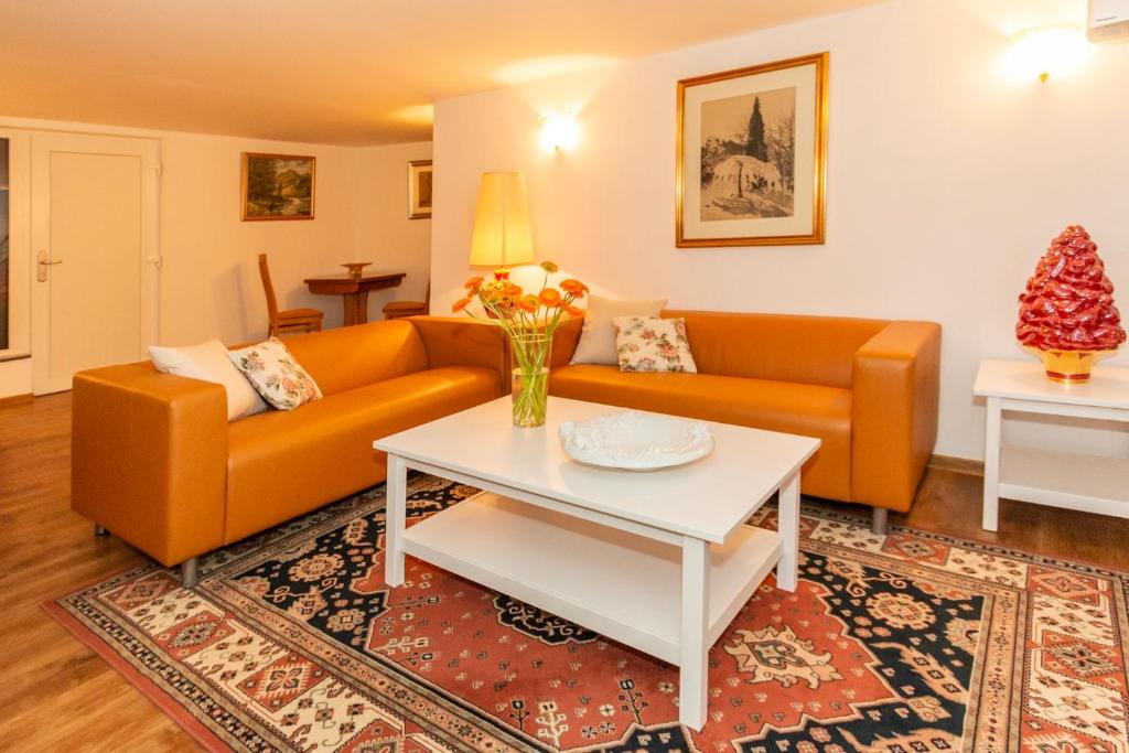 拉多夫吉卡Apartma Spaans的客厅配有沙发和桌子