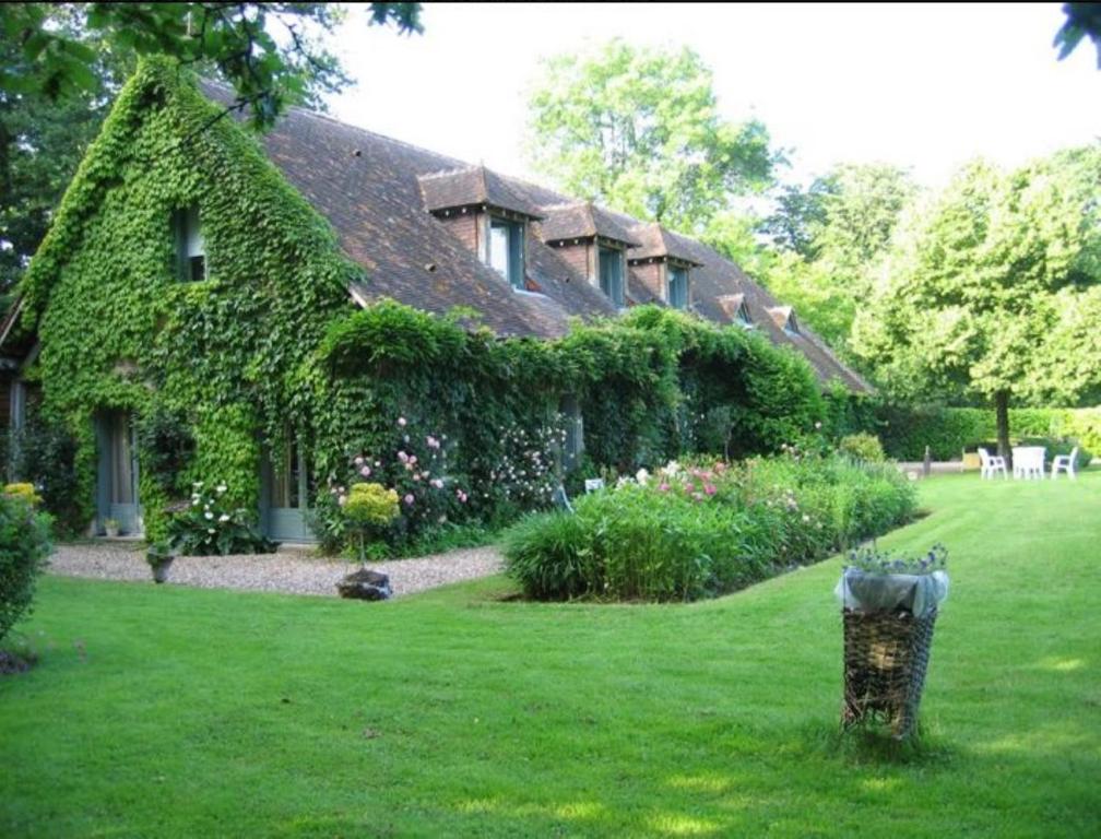 Saint-Branchs德帕奇莱旅馆的院子中常春藤覆盖的房子
