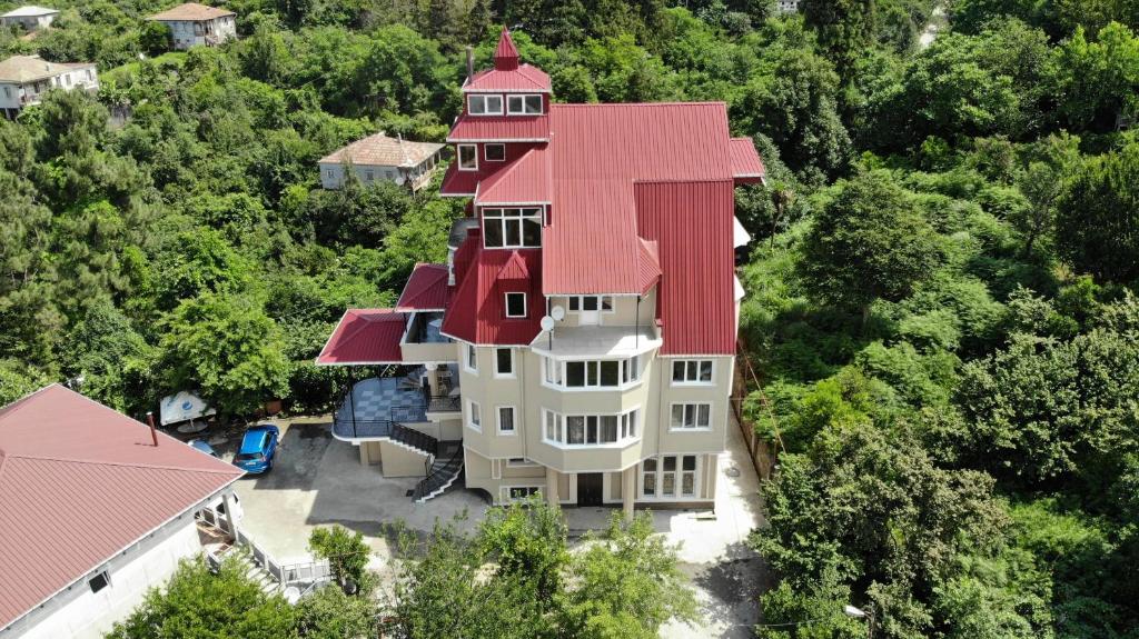马钦加里Villa Royal House的享有红色屋顶的大房子的空中景色
