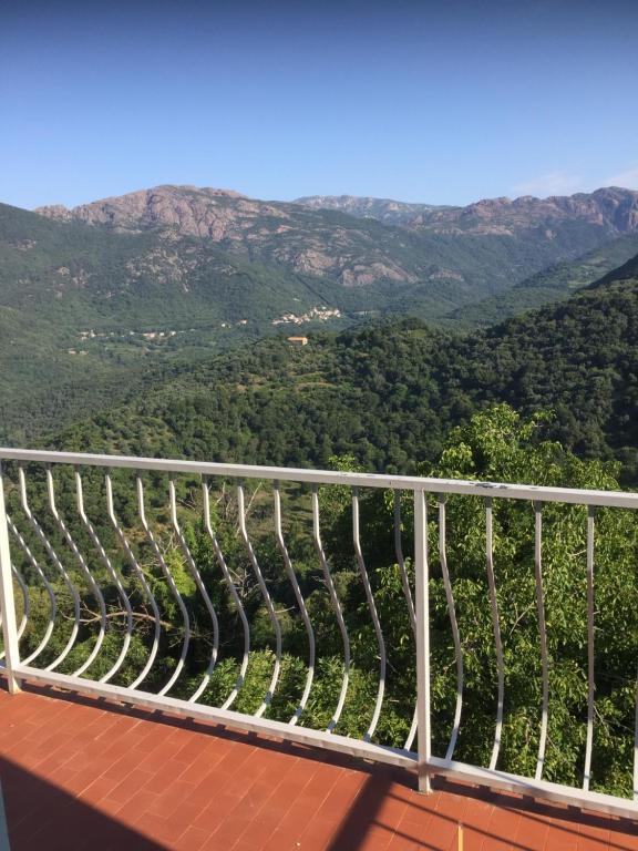 Santa-Lucia-di-TallanoVILLA SANTINE AVEC TERRASSES et VUE PANORAMIQUE meublé tourisme 4 étoiles的山景阳台。