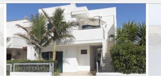 托雷桑塔萨宾娜Villa Irene的前面有棕榈树的白色房子