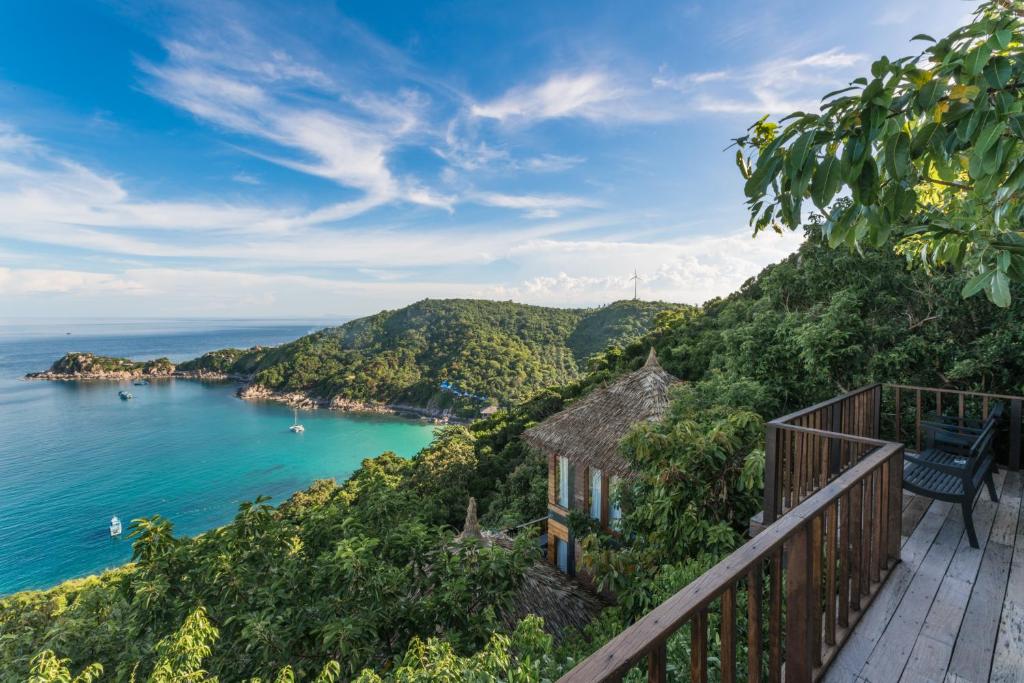 涛岛涛岛蓝天堂度假村的海景阳台。