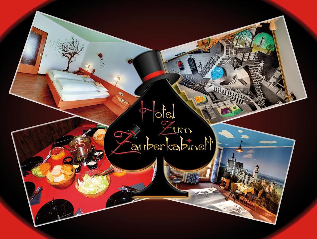 巴特海尔布伦兆博卡比奈特旅馆的一张带一瓶葡萄酒的房间照片的拼图