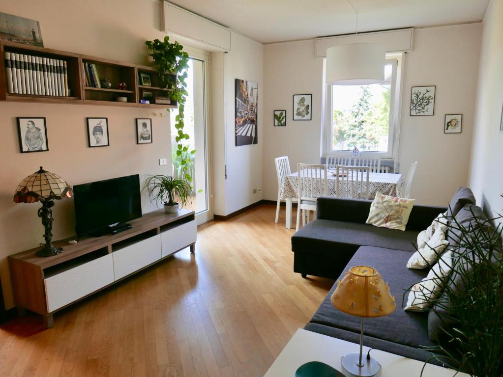 代森扎诺-德尔加达Horto Terapeutico Home的带沙发和电视的客厅