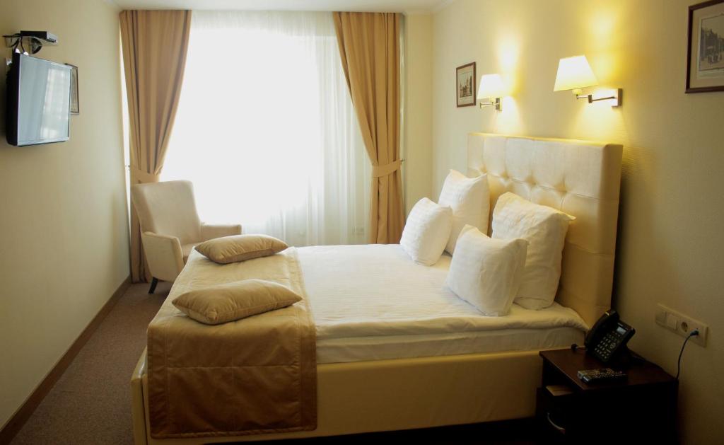 基辅阿斯特里酒店的酒店客房设有床和窗户。